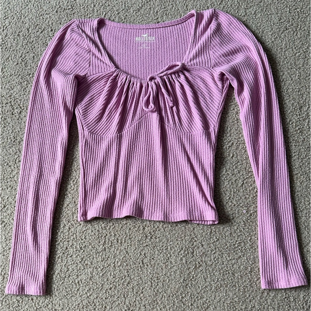 Pink Hollister Knit Top with Bow Detail